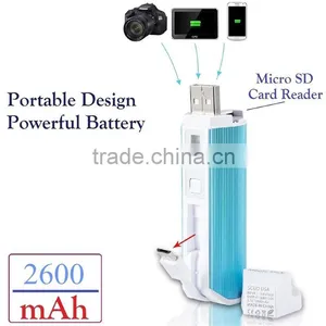 2600mAh Portable Power Bank With Card Reader thumbnail-1
