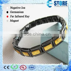 Factory Price Gold Foil Energy Braclet With Germanium Stones/Stainless Steel Energy Bracelet thumbnail-1
