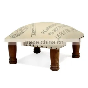 Natural Fibres Canvas Printed Upholstered Stool thumbnail-1
