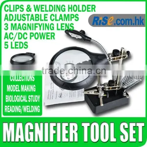 AC DC Soldering 90 34mm Stand Tool 5 LED Light Welding Magnifying Lens Magnifier thumbnail-1