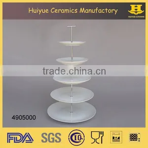 Ceramic Cake Stand, Cake Plate, 5 Tiers White Wedding Cup Cakes Stand Ceramic thumbnail-2
