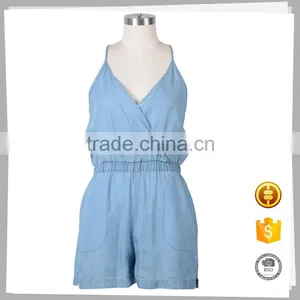 Newest 100% Cotton Custom Denim Jumpsuit Style Fashion Ladies Oem Garment thumbnail-1
