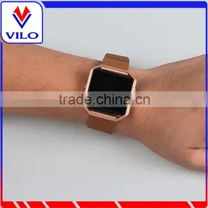 2016 New Arrival Genuine Leather Wristband Strap for Fitbit Blaze With Metal Frame Housing thumbnail-5