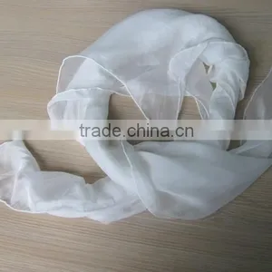 Natural Plain White Long 100% Silk Scarf thumbnail-4