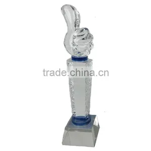 K9 Blue Crystal Direct Customized Thumb Shape Award With Base Crystal Hand Trophy thumbnail-3