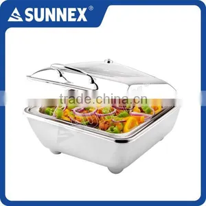 SUNNEX Professional Mirror Finish Hydraulic Hinge 5.5 Litre Glass Lid Chafer thumbnail-4