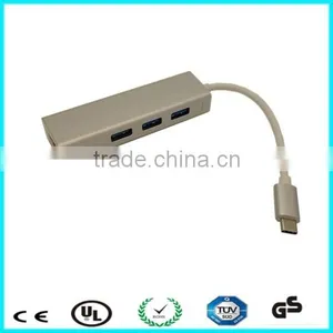Silver Casing USB 3.1 USB-C to 3-Port USB 3.0 Hub With Ethernet Adapter thumbnail-1