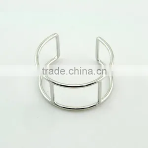 China New Silver Jewelry Bar Setting Bracelet Wide Silver Bracelet for Women thumbnail-4