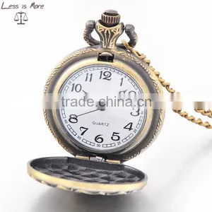 Antique Copper Quartz Butterfly Pocket Watch Necklace Pendant thumbnail-2