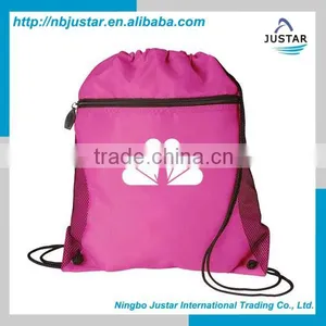 2016 Christmas Promotioanl Customized Cheap Custom Christmas Drawstring Gift Bags With Side Mesh Pocket thumbnail-6