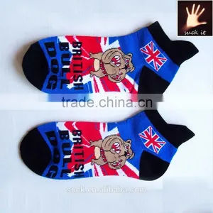 COTTON ANKLE SOCKS GB BRITISH BULLDOG Cartoon CASUAL FREESIZE ONE SIZE UNISEX thumbnail-1