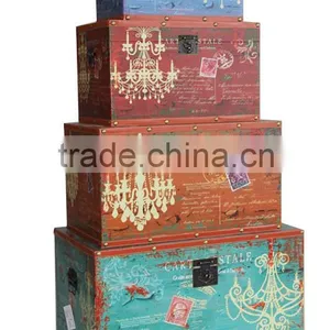 Vintage Decorative Wooden Storage Trunk Box thumbnail-5
