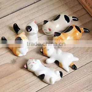 Cute Hand Made Chinese Ceramic Cartoon Cat, Panda, Rubblit & Dog Pattern Chopsticks Rest Knife Fork Holder thumbnail-3