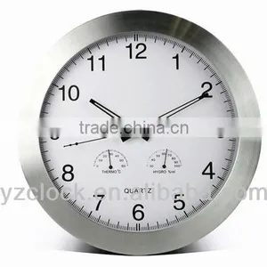 Brushed Aluminum Wall Clock With Temperature And Humidity thumbnail-2