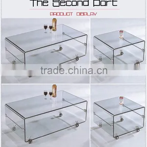 Wrought Industrial Style Glass Table Living Room Coffee Tables thumbnail-3