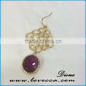 Customized Wholesale Fashion Glass Stones Earrings Stud Gold Plating Jewelry thumbnail-4