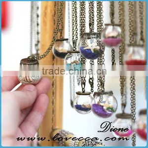 Handmade Miniature Globe Necklace Terrarium Glass Cover Necklace Gc6501 thumbnail-1