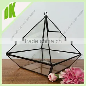 Black Metal and Glass Pyramid Shape Terrarium // Home & Garden Decoration Gothic Style Small Indoor Terrarium Glass Plant House thumbnail-1