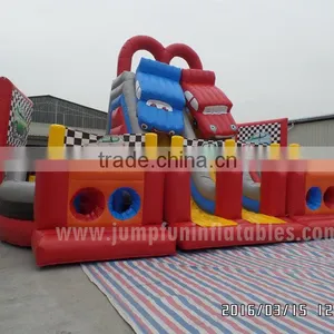 Inflatable Slide Cars 2016 Big Inflatable Fun City Inflatable Slide and Obstacle Course 2 Lane Sliders thumbnail-1