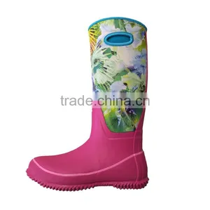 Ladies Vintage Long Patterned Rubber Boots thumbnail-1