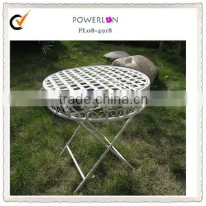 Antique White Metal Dining Table thumbnail-1
