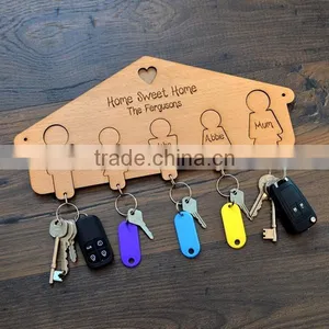 Family Keyring Hanger Hooks for Keys Housewarming New Home Wooden Keyrings Gift thumbnail-3