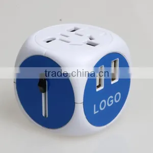 SYW-12 New Arrival Universal World Swiss Travel Adaptor Adapter Plug With 2 Usb Port and Built in Safety Shutter thumbnail-4