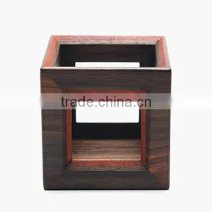 Office Desk Square Wooden Hollow Pen Holder, Stationery Storage Holder thumbnail-1