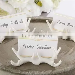 Pure White Deer Antler Wedding Place Card Holder thumbnail-2