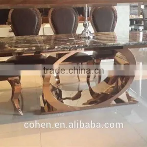 Luxury Stainless Steel Base Natural Stone Marble Top Dining Table/set Furniture thumbnail-1