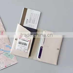 Personalize Cream Travel Wallet of Leather Passport Holder With Debossed Logo thumbnail-1