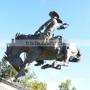 Bronze Foundry Large Outdoor Copper Cowboy Horse Statue thumbnail-2