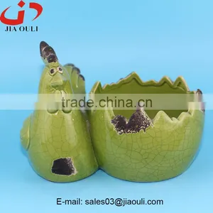 Popular Sale EASTER Decoration Crackle Glazed Ceramic Chicken Planter thumbnail-1