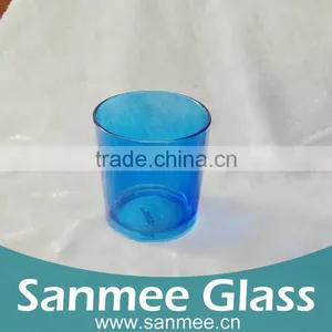 Spray Blue Color Tumbler Glass Candleholder thumbnail-1