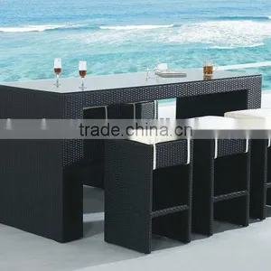 Outdoor Wicker Rattan High Dining Bar Set thumbnail-1
