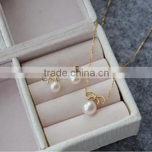 8-9 mm White Freshwater Pearl Necklace and Earring Sets thumbnail-3