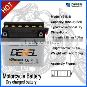 YB6L-B High Performance Dry Charged Motorcycle Battery12n6-3b Motorcycle Battery thumbnail-1