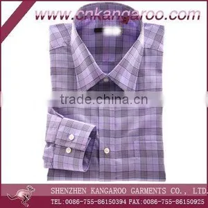 Mens Plaids Wrinkle Free Cotton Fused Collar Dress Shirts thumbnail-1