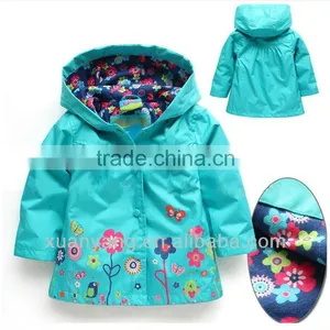 New 2015 Topolino Girls Coats and Jackets Trench Coat for Girl Hood Kids Trench Coat Pattern Spring Girl's Jacket Blue thumbnail-1