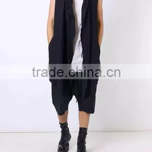 Unique Designer Mens Vest Extended 2016 Spring Streetwear Fashion Men's Vest With Hood thumbnail-1