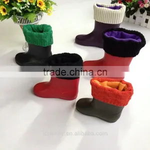 High Quality Winter Fleece Rain Boot Socks With Knit Cuff thumbnail-6