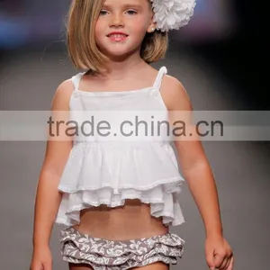 Custom Newborn Baby Clothing Baby Girls Fashion Cotton Braces Ruffle Skirt for Children Suit thumbnail-1
