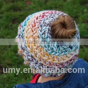 Pony Tail Crochet Pattern Messy Bun Hat thumbnail-4