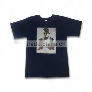 Black T-Shirt With Cool Design, Customized Heat Transfer Printing, Factory Located in Guangzhou thumbnail-1