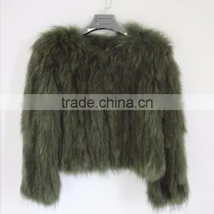 Myfur China Wholesale Lady Winter Fur Jacket Real Raccoon Fur Knitted Jackets thumbnail-4