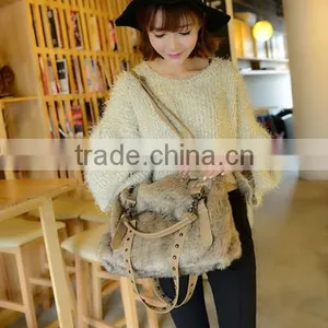 Fashion Simple Casual Style Solid Fur Chain Women Handbags thumbnail-1