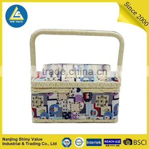 Large Aquare Woven Fabric Basket For Sewing Needlework At Home By Hand thumbnail-1