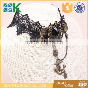 Lace Jewelry Europe and the United States Retro Black Lace Necklace Anchor Shape Women 's False Collar thumbnail-2