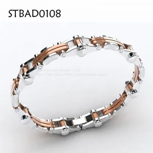 Gold And Silver Chain Stainless Steel Bracelet For Men thumbnail-1