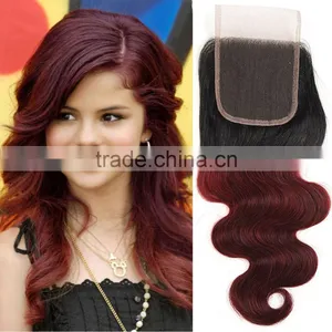 8A Grade Body Wave 4X4 1B/ 99J Ombre Lace Closure 100% Ombre Peruvian Human Hair Extension thumbnail-6